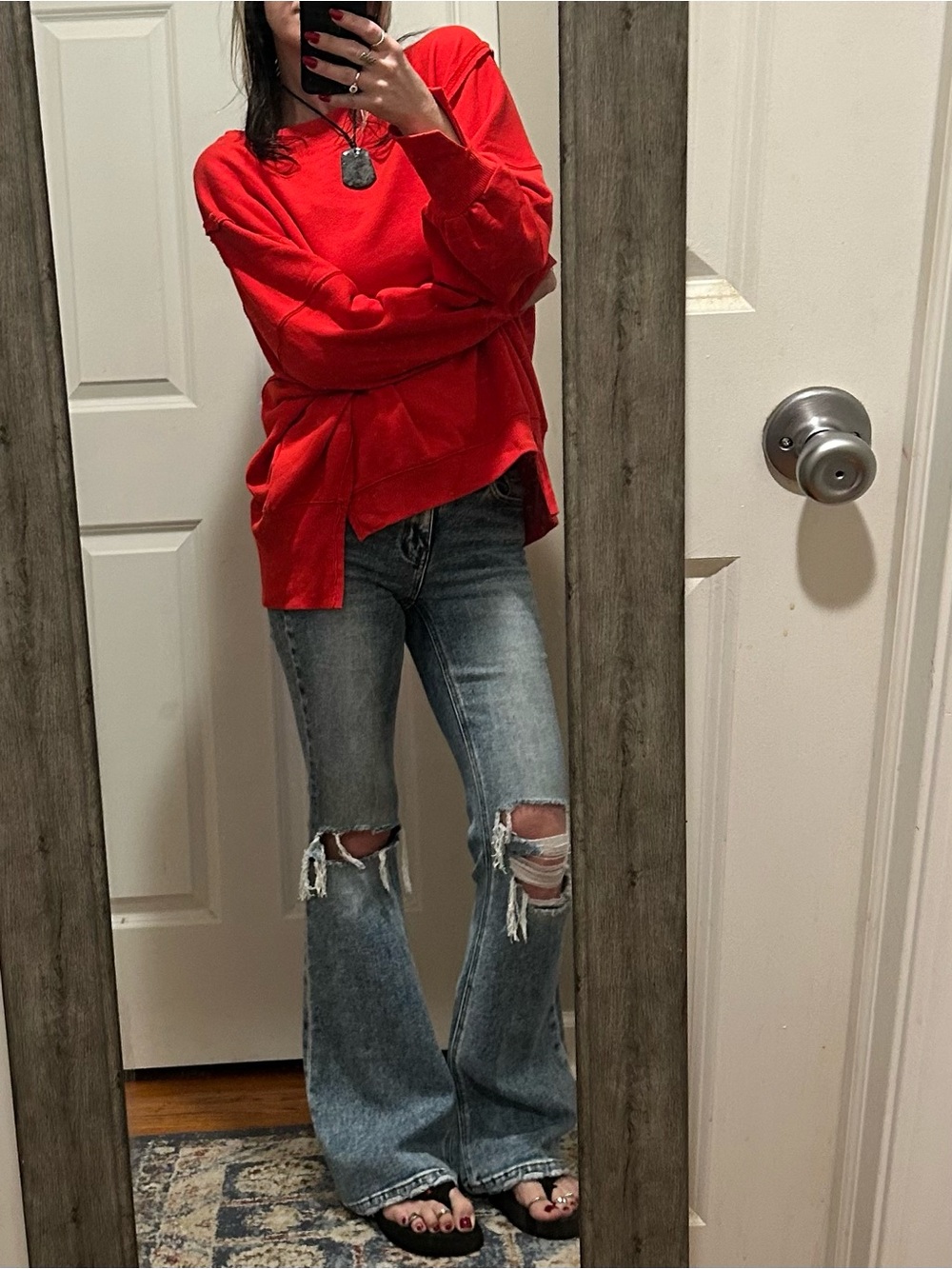 NWT We The Free Camden Sweatshirt in Flame Red - Picture 7 of 16